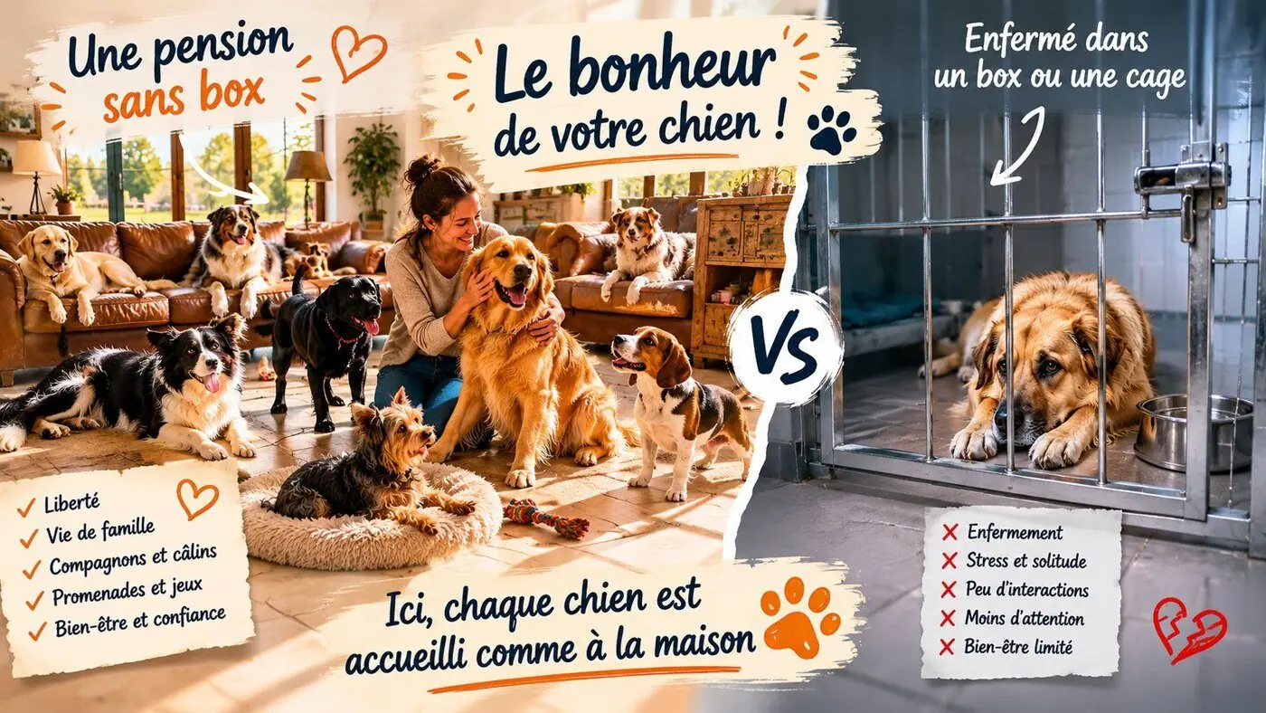 Pension canine sans box : un chien détendu à la maison