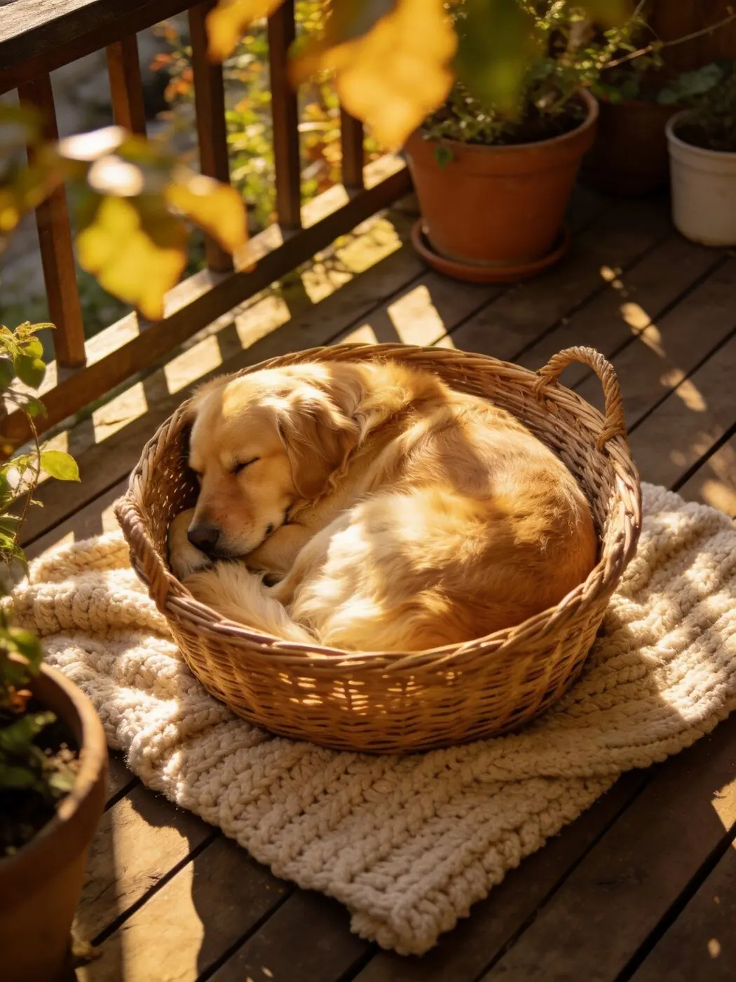Chien en pleine sieste dans le jardin de la pension