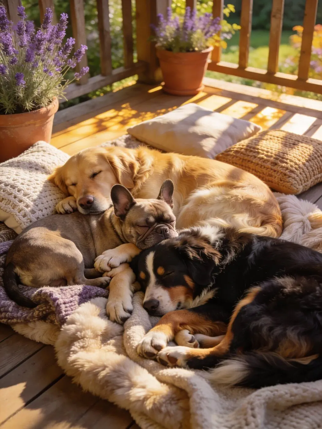 Plusieurs chiens qui dorment ensemble dans un panier
